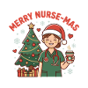 Christmas Nurse Cartoon with Tree