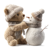 Winter cuddle teddy meets snowman