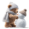Winter teddy bear and snowman