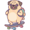 Pug Skateboard Backpack