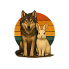 Wolf Rabbit Retro Animal Lovers