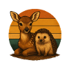 Deer Hedgehog Retro Animal Lovers