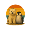 Eisbär Pinguin Retro Tierfreunde