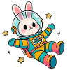 Buntes Astronauten-Kaninchen