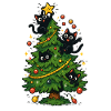 Schwarze Katzen am Weihnachtsbaum