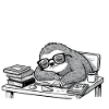 Schlafmodus Sloth am Schreibtisch