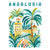 Villa du palmier andalou aquarelle