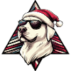 Christmas dog with sunglasses