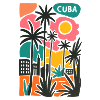Tropical sunset with palm trees