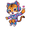 Dancing Tiger With Cat Headphones