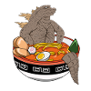 Episches Ramen-Monster-Bowl-Stein-Dinosaurier-Design-Tee
