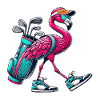 Lustiger Flamingo-Golfer-Cartoon Cooles Golftier