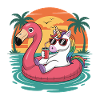 Lustiger Einhorn-Tropensommer-Flamingo-Float