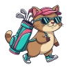 Lustiger Katzen-Golfer-Cartoon Cooles Golftier