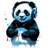 Blue Panda écoutant de la musique