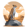 Cheetah in desert sunset