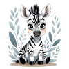 Zebra Baby in Leaf Frame