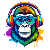 Rainbow Gorilla DJ mit Kopfhörern