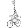 Giraffe on Bike Grayscale Whimsy