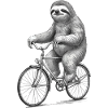 Sloth Cyclist Retro Illustration