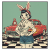 Bunny Racer Pinup Retro Car