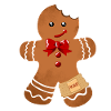 Lebkuchenmännchen mit roter Schleife und Pflaster