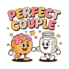 Perfect Couple Donut And Milk Cartoon Fun