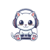 Gaming cat with headphones