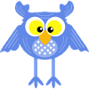 Blaue Eule mit Punkten