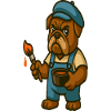 Painter Bulldog Mascot with Paint Bucket