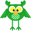 Green owl with long legs