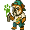 Graffiti Bulldog Mascot with Spray Paint