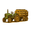 Green tractor with timber bed