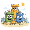 Sandbox heroes on the beach