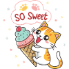 Chat gourmand avec glace pastel