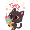 Chat gourmand et crème glacée