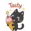 Chat gourmand et crème glacée