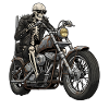 Motard squelette sur moto chopper rétro