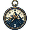 Compass on mountain background - skiing - hiking