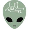 Alien Head with Circuits (three colours)
