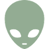 Muted Mint Alien Head