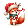 Festive Fox with Candy Cane