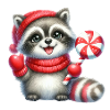 Cozy Raccoon With Candy Cane