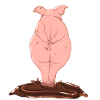 Pink pig from behind