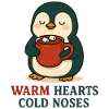 Cuddly penguin with hot cup