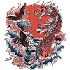 Koi, Waves and Cherry Blossom