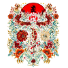 Dragon and flowers around solar