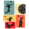 Volleyball Silhouetten Retro Farbblöcke