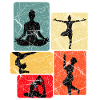 Yoga-Silhouetten in Farbblöcken