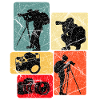 Photographers Equipment Silhouettes Collage